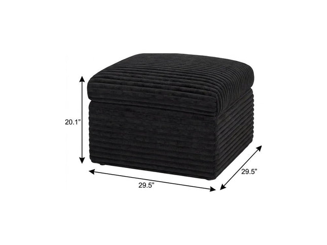 30" Black Corduroy Ottoman