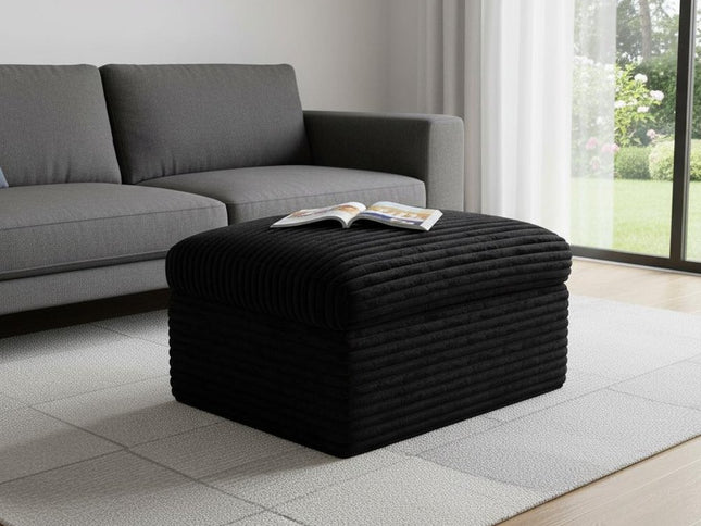 30" Beige Corduroy Footstool