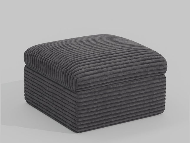 30" Beige Corduroy Footstool