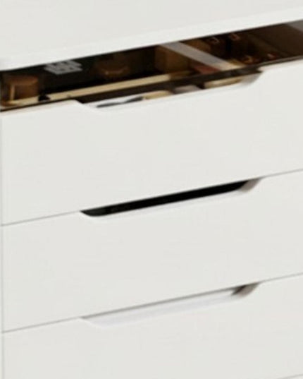 19" White Wood Lighted Three Drawer Dresser With Mirror