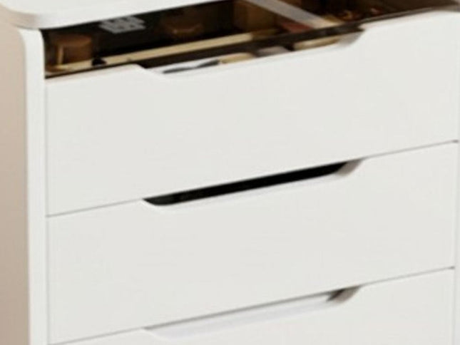 19" White Wood Lighted Three Drawer Dresser With Mirror