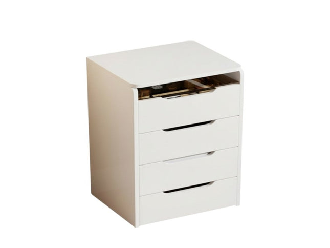 19" White Wood Lighted Three Drawer Dresser With Mirror