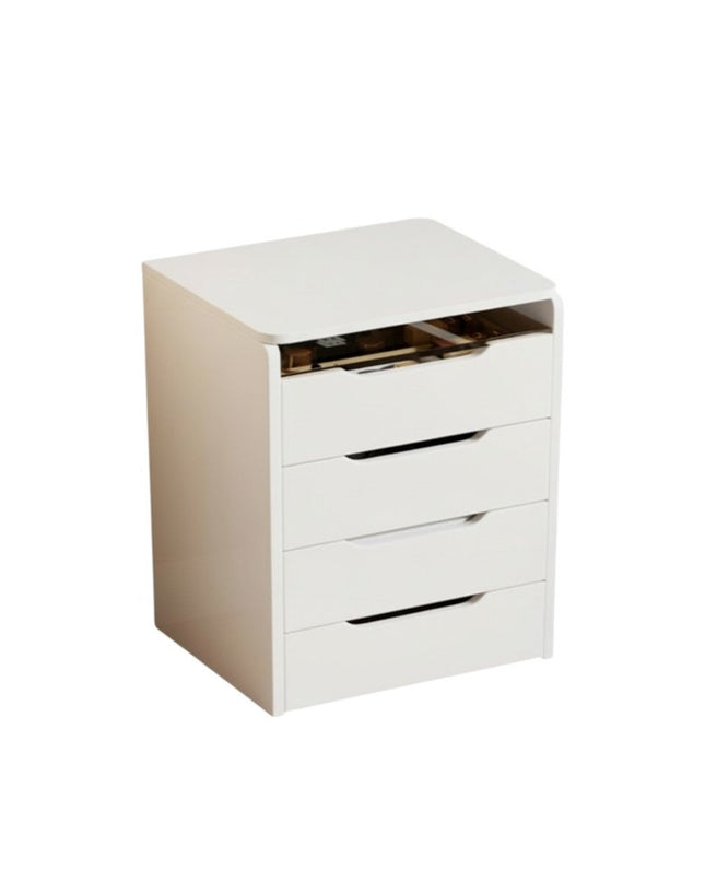 19" White Wood Lighted Three Drawer Dresser With Mirror