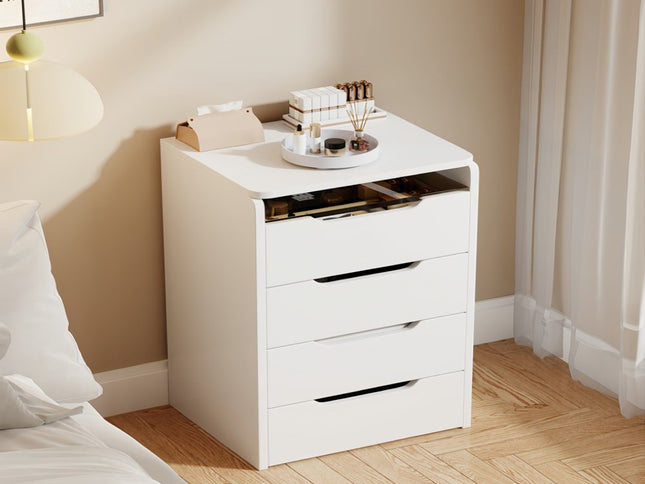 24" White Wood Lighted Mirrored Three Drawer Dresser