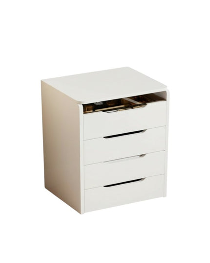 24" White Wood Lighted Mirrored Three Drawer Dresser