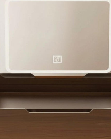 24" Brown Wood Lighted Mirrored Three Drawer Dresser