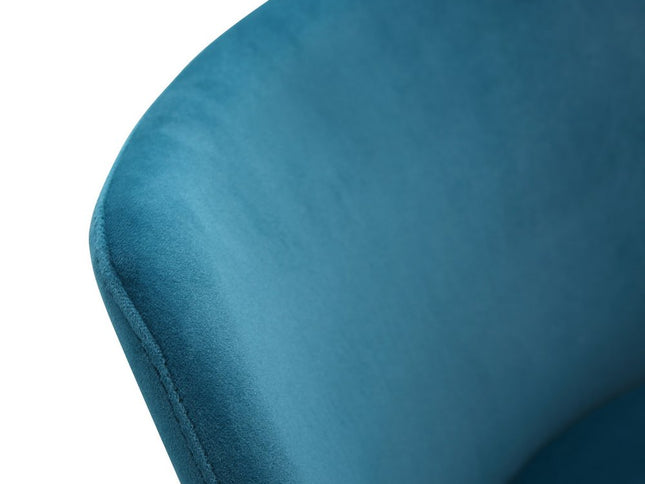 Blue and Rose Gold Velvet and Steel Low Back Adjustable Height Swivel Bar Chair