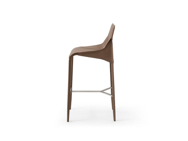 29" Gray Faux Leather Metal and Wood Low Back Bar Height Bar Chair