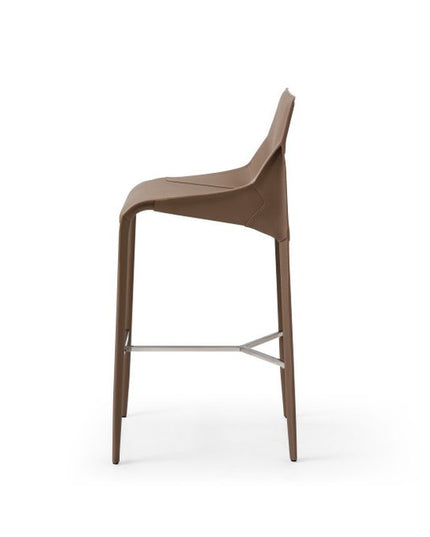 29" Gray Faux Leather Metal and Wood Low Back Bar Height Bar Chair