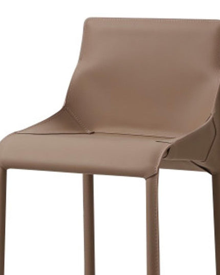 29" Gray Faux Leather Metal and Wood Low Back Bar Height Bar Chair