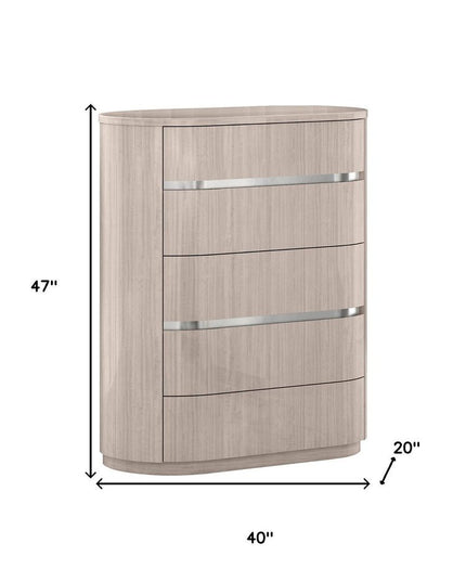 40" Beige Wood Four Drawer Gentlemens Chest