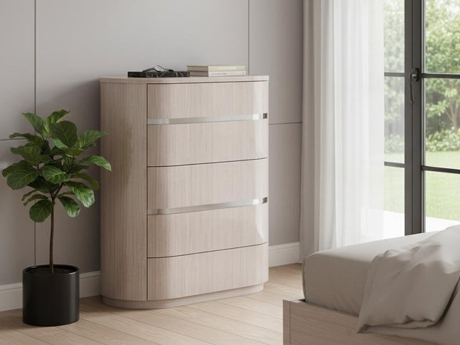 40" Beige Wood Four Drawer Gentlemens Chest