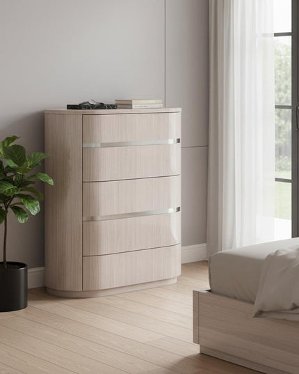 40" Beige Wood Four Drawer Gentlemens Chest