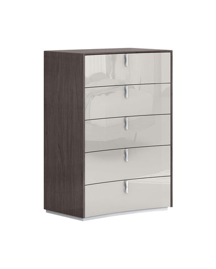 31" Brown And Beige Wood Five Drawer Gentlemens Chest