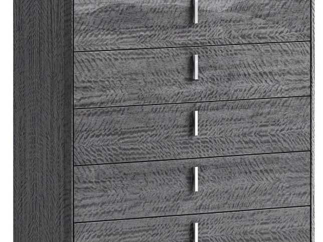 38" Gray Wood Five Drawer Gentlemens Chest