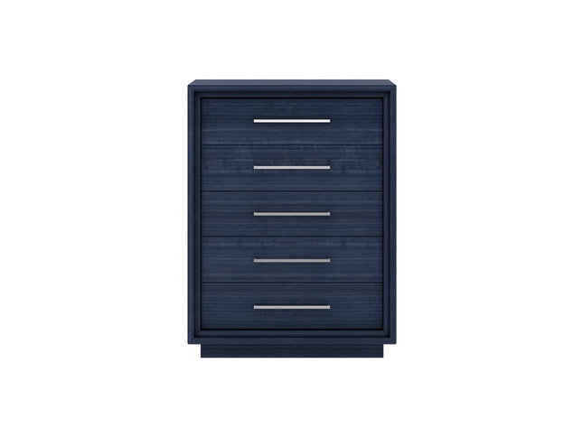 36" Blue Wood Five Drawer Gentlemens Chest