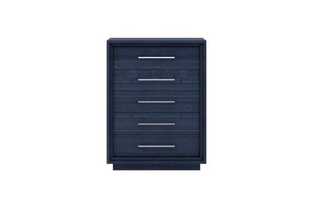 36" Blue Wood Five Drawer Gentlemens Chest