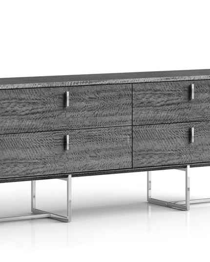 70" Gray Wood Four Drawer Double Dresser
