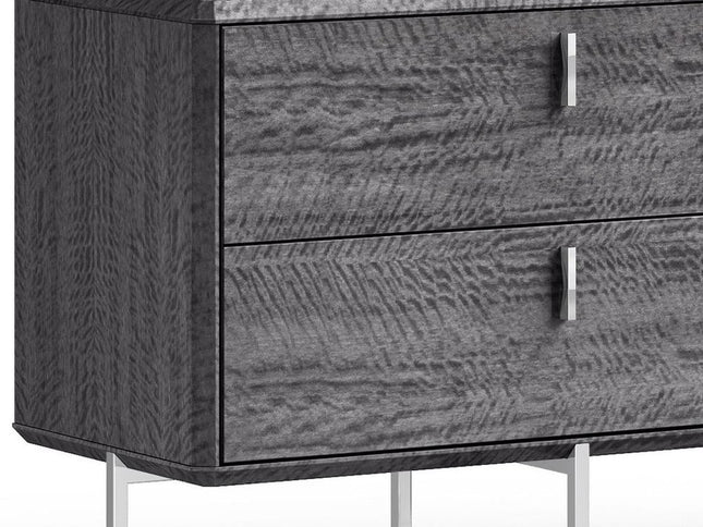 70" Gray Wood Four Drawer Double Dresser