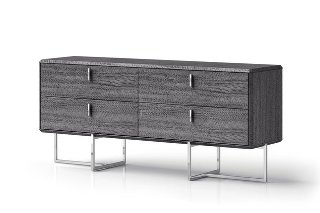 70" Gray Wood Four Drawer Double Dresser