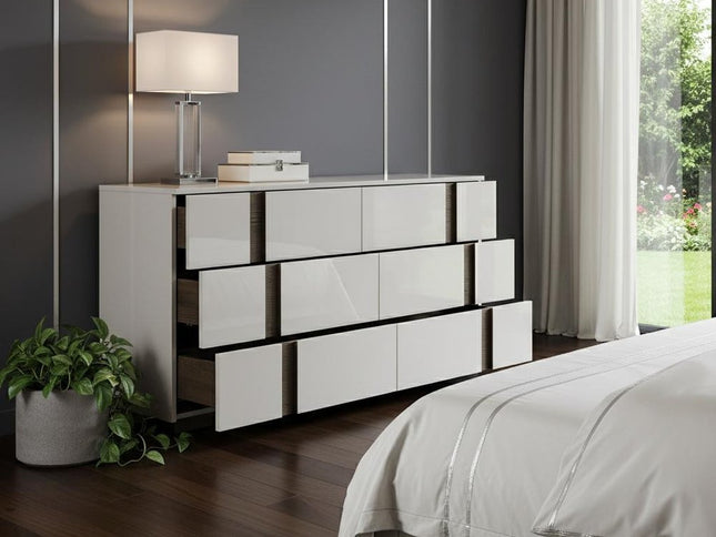 60" Gray Wood Six Drawer Double Dresser