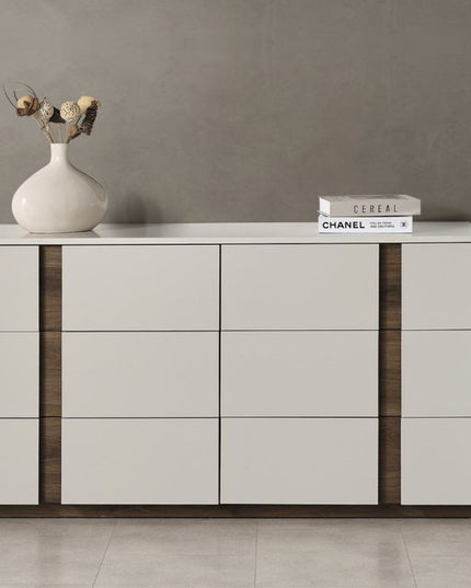 60" Gray Wood Six Drawer Double Dresser