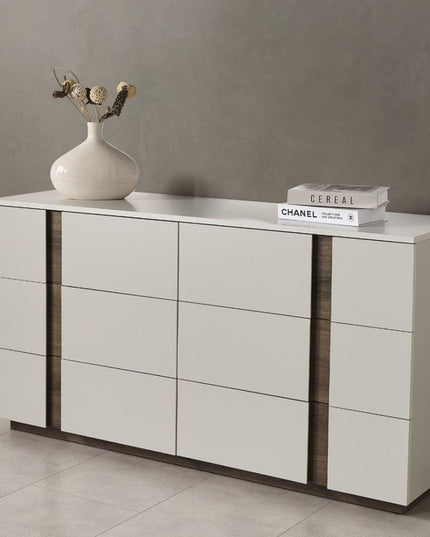 60" Gray Wood Six Drawer Double Dresser