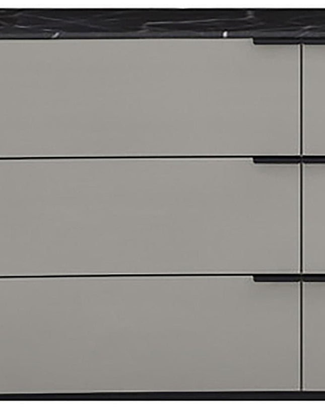 57" Gray Wood Six Drawer Double Dresser