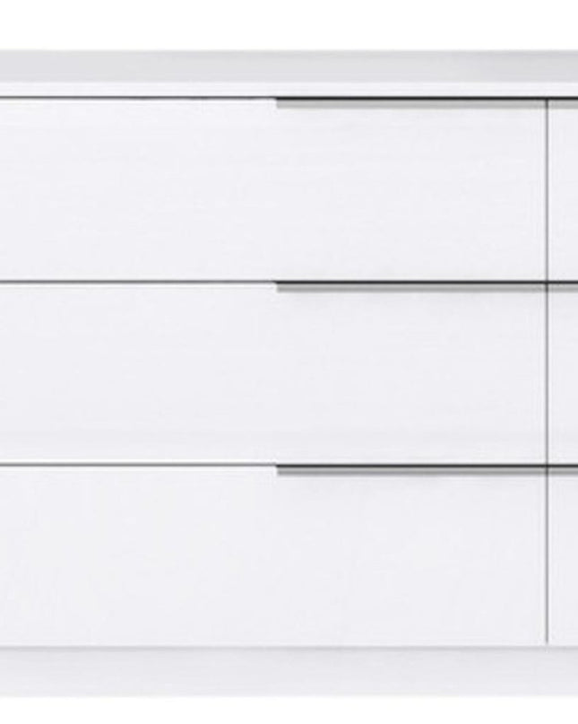 62" White Wood Six Drawer Double Dresser