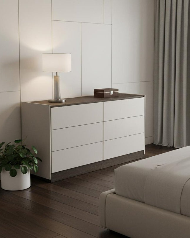 60" Gray Wood Six Drawer Double Dresser