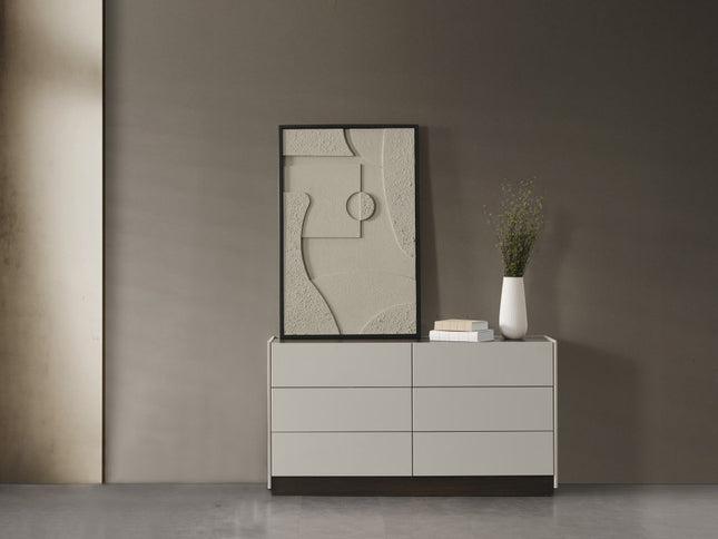 60" Gray Wood Six Drawer Double Dresser