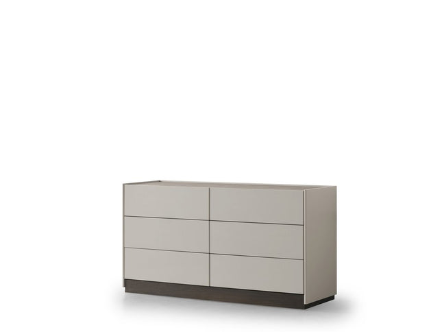 60" Gray Wood Six Drawer Double Dresser