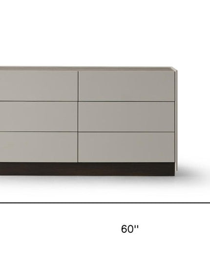 60" Gray Wood Six Drawer Double Dresser