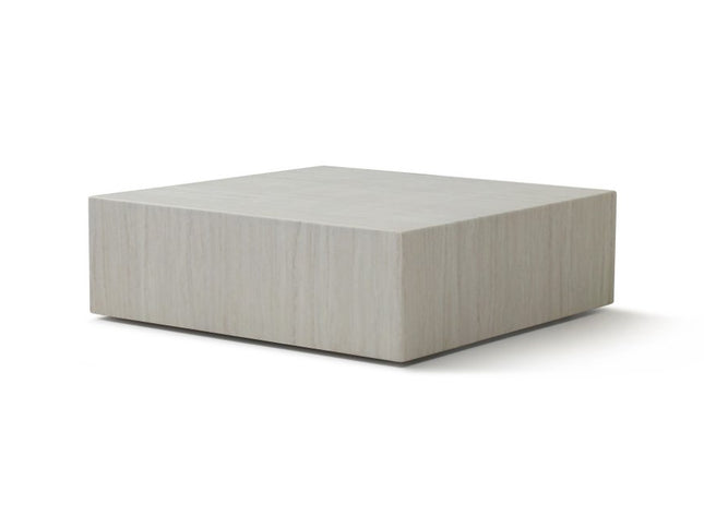 35" Beige Genuine Marble and Marble Square Wheel Coffee Table