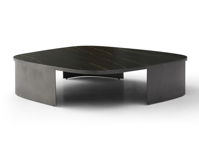 47" Black Ceramic Tile and Steel Coffee Table