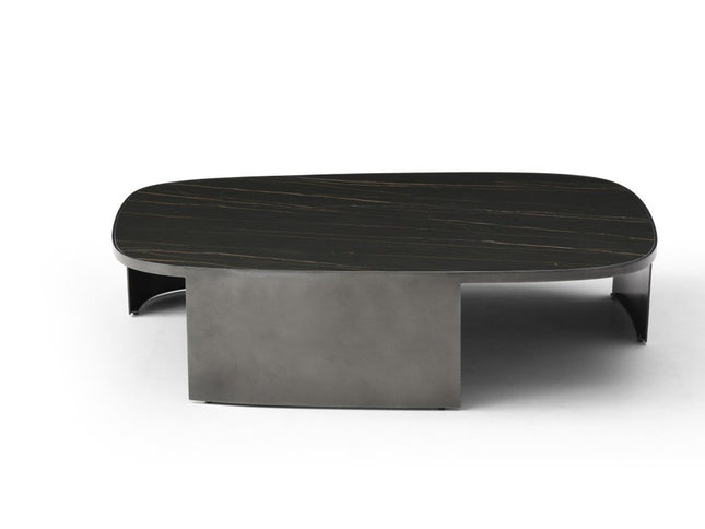 47" Black Ceramic Tile and Steel Coffee Table