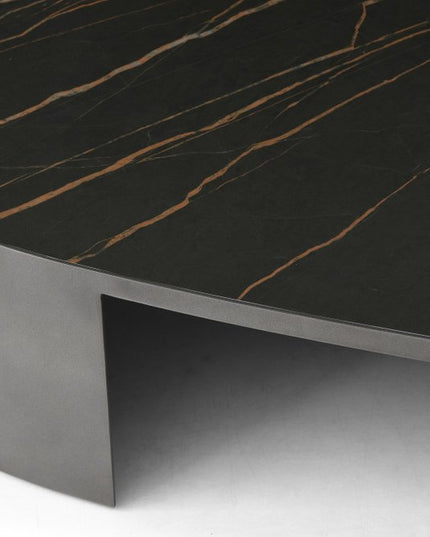 47" Black Ceramic Tile and Steel Free Form Coffee Table
