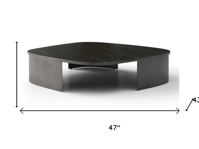 47" Black Ceramic Tile and Steel Coffee Table