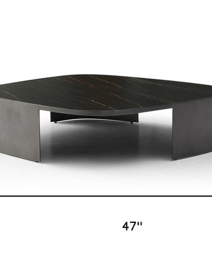 47" Black Ceramic Tile and Steel Coffee Table