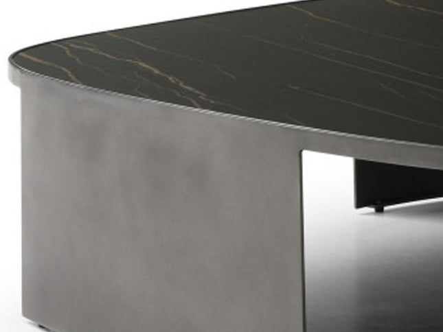 47" Black Ceramic Tile and Steel Coffee Table