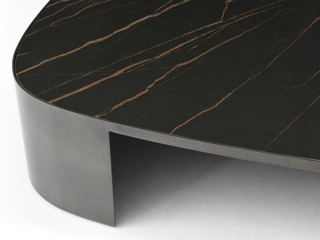 42" Black Ceramic Tile and Steel Coffee Table