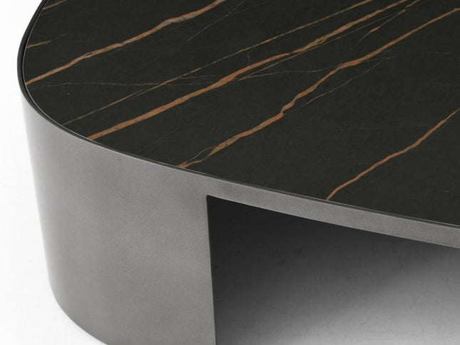 42" Black Ceramic Tile and Steel Coffee Table