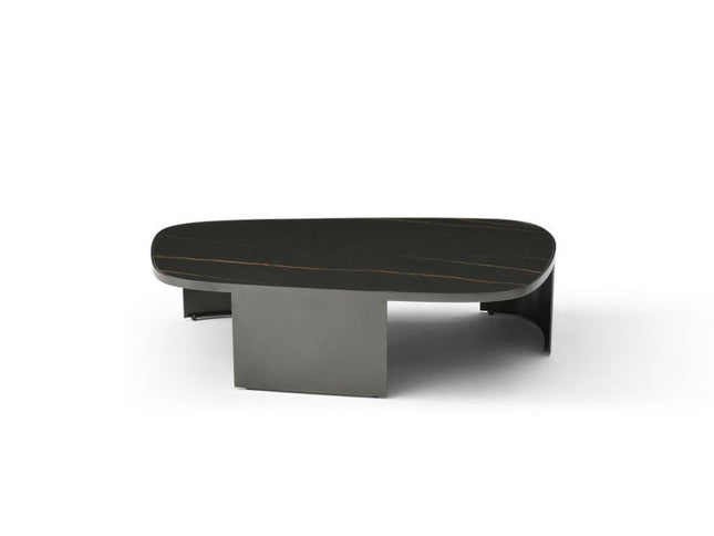 42" Black Ceramic Tile and Steel Coffee Table