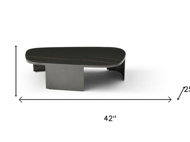42" Black Ceramic Tile and Steel Coffee Table