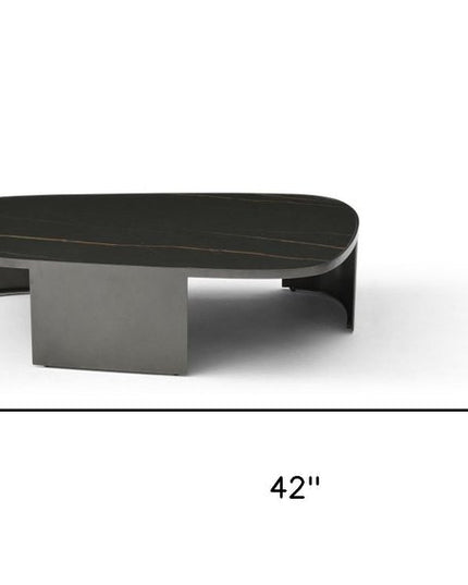 42" Black Ceramic Tile and Steel Coffee Table
