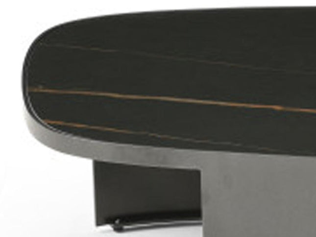 42" Black Ceramic Tile and Steel Coffee Table