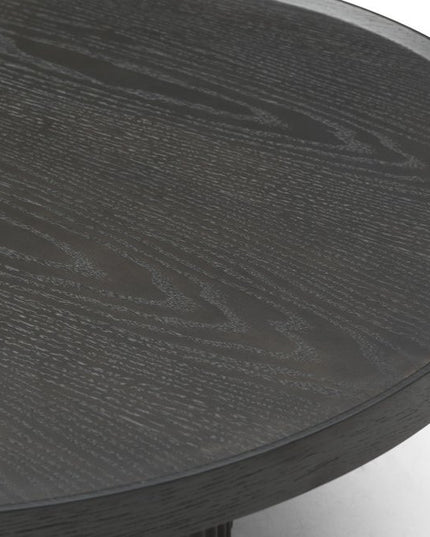 32" Dark Gray Solid Wood and Wood Round Pedestal Coffee Table