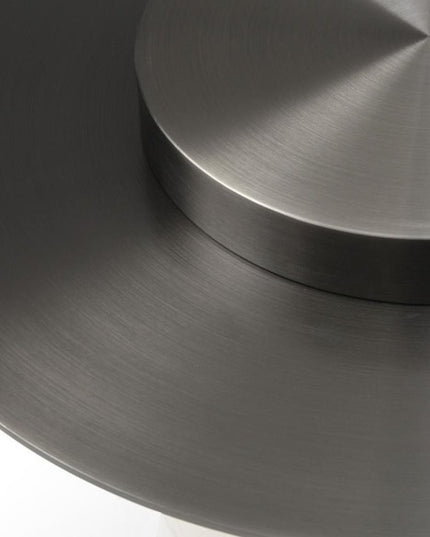 39" White Ceramic Tile and Wood Round Pedestal Coffee Table