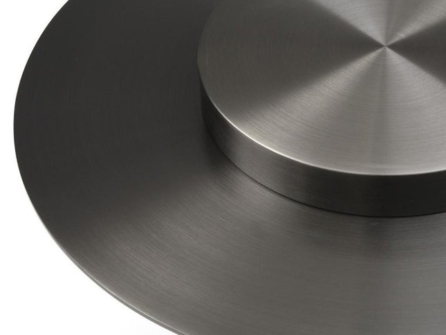 39" White Ceramic Tile and Wood Round Pedestal Coffee Table