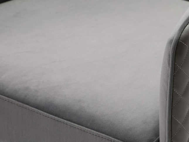 27" Gray Tufted Velvet And Faux Leather and Metal Lounge Chair